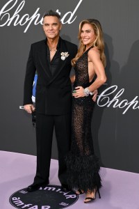 Robbie Williams and Ayda Field at the amfAR Gala Cannes 2026 held at Hotel du Cap-Eden-Roc on May 21, 2026 in Antibes, France.