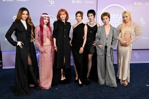 Harvey, Hinata, Juria, Jurin, Chisa, Cocona and Maya of XG at The 52nd American Music Awards held at the MGM Grand Garden Arena on May 25, 2026 in Las Vegas, Nevada.