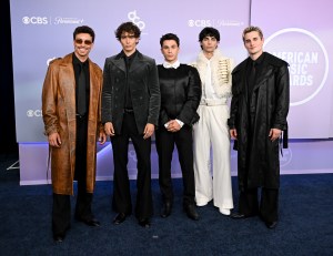 Tim Schaecker, Bene Schulz, Julien Brown, Jacob Rott and Luis Freitag of the Elevator Boys at The 52nd American Music Awards held at the MGM Grand Garden Arena on May 25, 2026 in Las Vegas, Nevada.