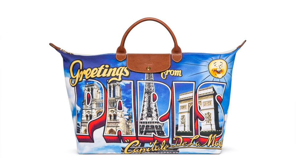 Longchamp's "Greetings from Paris" bag by Jeremy Scott.