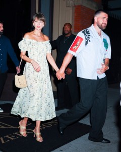 NEW YORK, NEW YORK - MAY 15: Taylor Swift and Travis Kelce seen at Zero Bond in NoHo on May 15, 2026 in New York City. (Photo by Aeon/GCImages)
