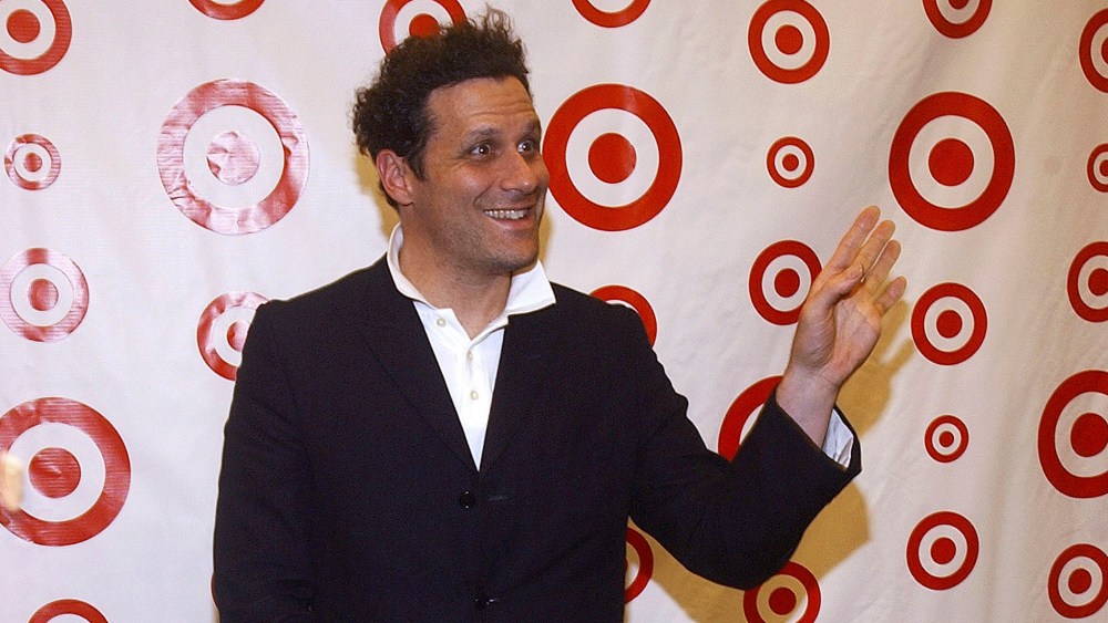 NEW YORK - JULY 20:  Designer Isaac Mizrahi with Target mascot, Hope arrives to the grand opening celebration of Target on July 20, 2004 at Flatbush Avenue, in New York. (Photo by Brad Barket/Getty Images)