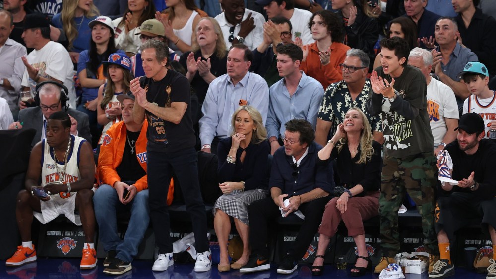 Tracy Morgan, Ben Stiller, Christine Taylor, Michael J. Fox, Tracy Pollan and Timothée Chalamet had courtside seats at the Knicks vs. Cavaliers game on May 19, 2026.