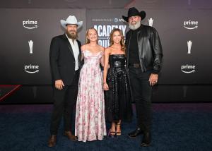 Ryan Fitzpatrick, Lucy Fitzpatrick, Sarah Whitworth and Andrew Whitworth at The 61st Academy of Country Music Awards held at MGM Grand Garden Arena on May 17, 2026 in Las Vegas, Nevada.