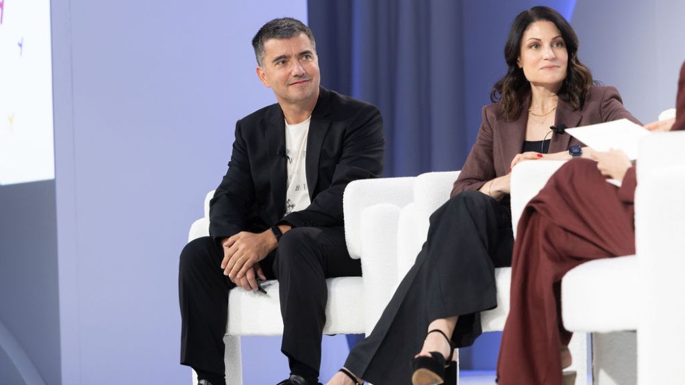 Traackr's Pierre-Loïc Assayag and Unilever’s Casey DePalma McCartney on stage at the Beauty CEO Summit.