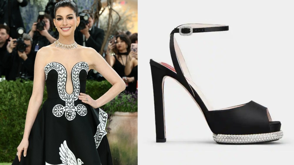 Anne Hathaway wears Roger Vivier heels to 2026 Met Gala.
