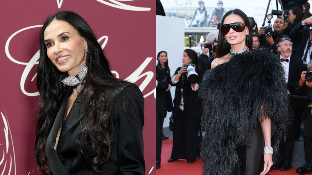 Demi Moore wears designs by Nina Ricci and Gucci during the 2026 Cannes Film Festival.