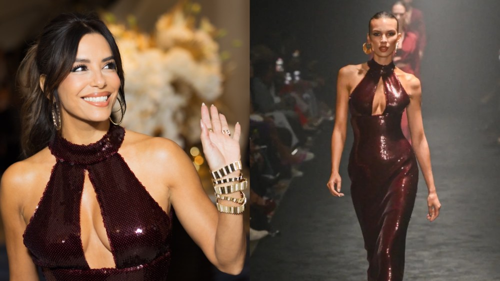 Eva Longoria wears Sergio Hudson at the Hotel Martinez during the 79th annual Cannes Film Festival on May 19 in Cannes, France.