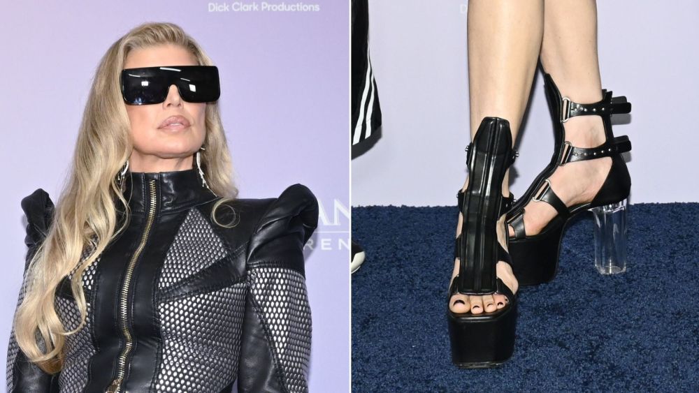 Fergie accepted the Throwback Song Award at the 2026 American Music Awards alongside her Black Eyed Peas bandmates in a pair of Rick Owens Spartan Platform Sandals from the designer's spring 2022 runway.
