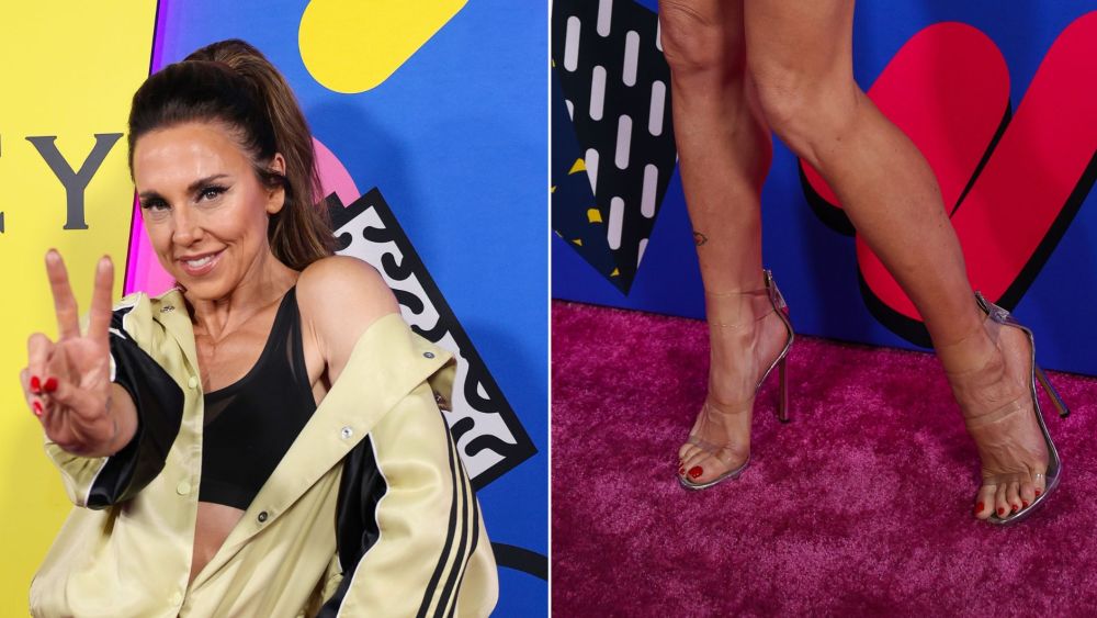 Mel C in a pair of clear, strappy heels with a silver footbed at the 35th Anniversary Party of The Abbey in West Hollywood.