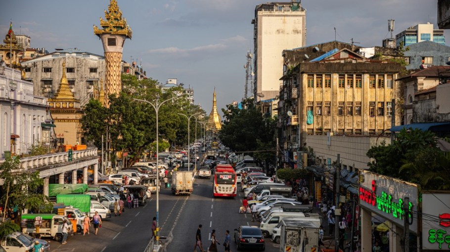 Downtown Yangon, Myanmar.