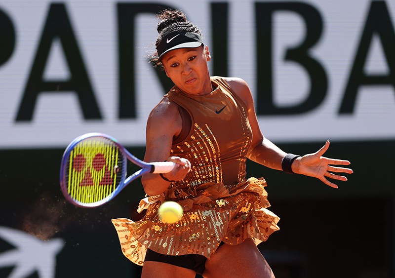 PARIS, FRANCE - MAY 26: Naomi Osaka of Japan plays a forehand against Laura Siegemund of Germany during the Women's Singles first round match during Day Three of the 2026 French Open at Roland Garros on May 26, 2026 in Paris, France. (Photo by Dan Istitene/Getty Images)