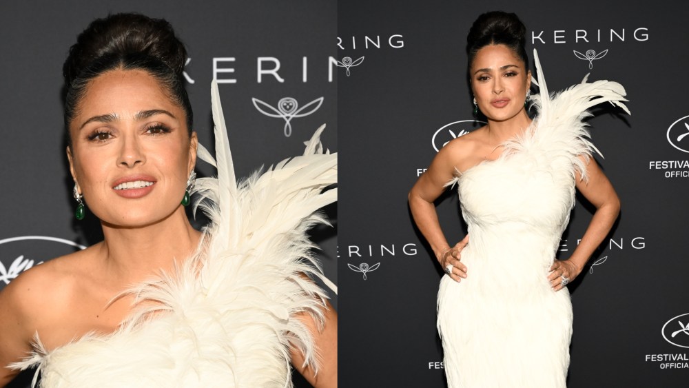 Salma Hayek wears Gucci and Boucheron jewels at Kering Women in Motion Dinner during the 79th Cannes Film Festival on May 17 in Cannes, France.