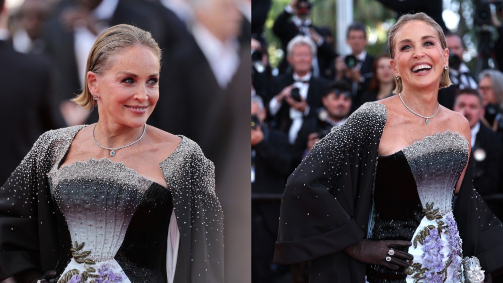 Sharon Stone wears Miss Sohee at the "Fjord" screening during the 79th annual Cannes Film Festival on May 18 in Cannes, France.