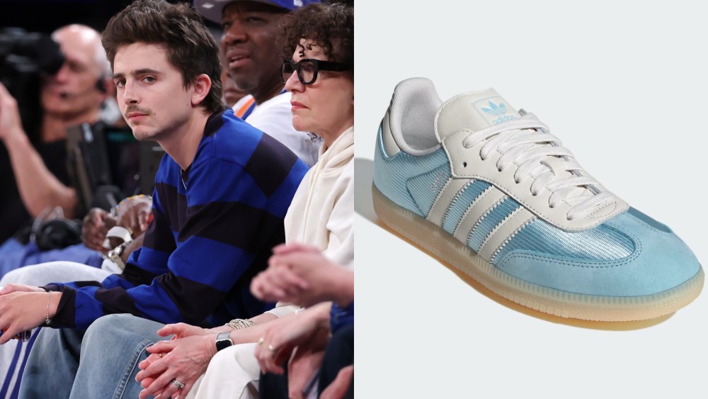 Timothee Chalamet wears Adidas Samba sneakers.