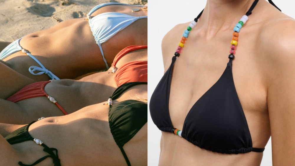 beaded bikinis from aja swimline and staud
