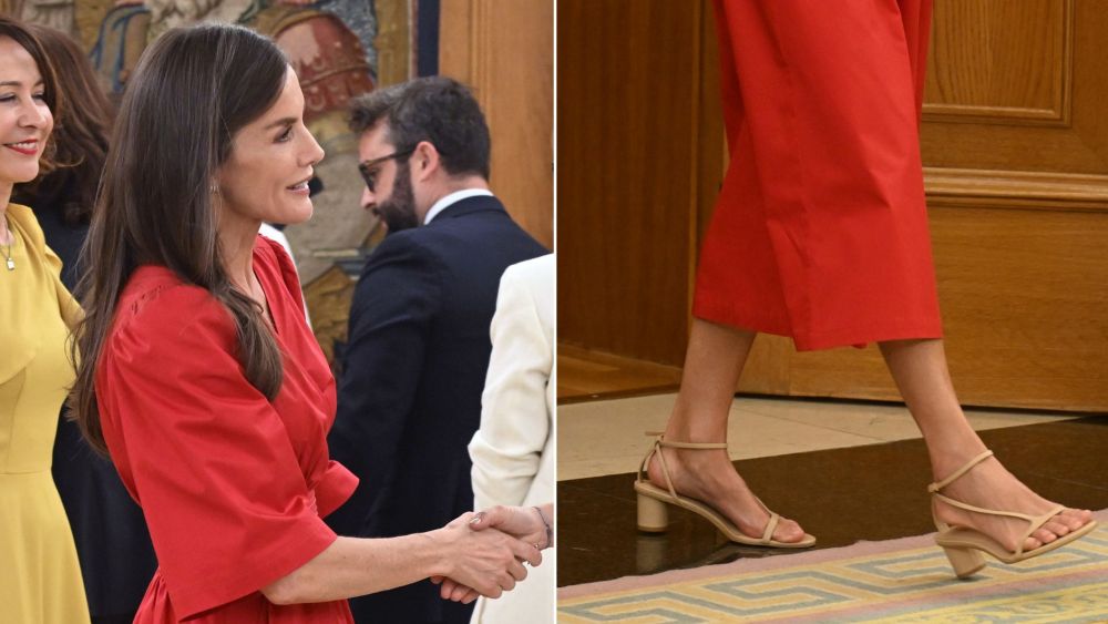 Queen Letizia brought back a pair of & Other Stories sandals from summer 2024 for her Mamis Digitales audience in Madrid on Tuesday.